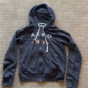 Y2K Aeropostale Charcoal Zip-Up Hoodie